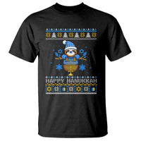 Happy Hanukkah Ugly Sweater T Shirt Funny Sloth Carrying Menorah Jewish Gift - Wonder Print Shop
