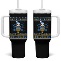 Happy Hanukkah Ugly Sweater Tumbler With Handle Funny Sloth Carrying Menorah Jewish Gift - Wonder Print Shop
