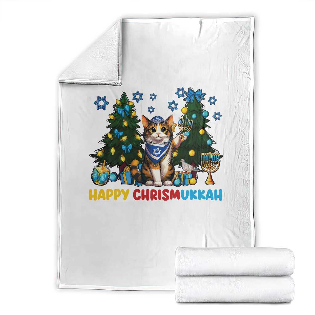 Happy Chrismukkah Throw Blanket Funny Christmas Hanukkah Cat Lover Gift - Wonder Print Shop