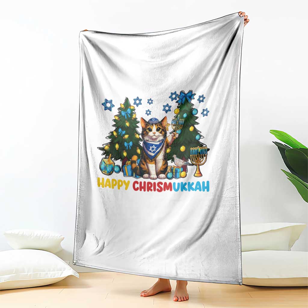 Happy Chrismukkah Throw Blanket Funny Christmas Hanukkah Cat Lover Gift - Wonder Print Shop