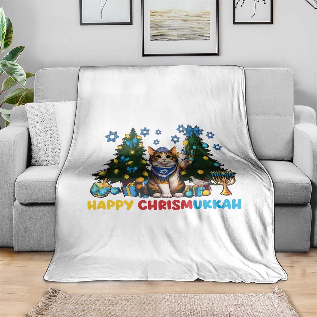 Happy Chrismukkah Throw Blanket Funny Christmas Hanukkah Cat Lover Gift - Wonder Print Shop