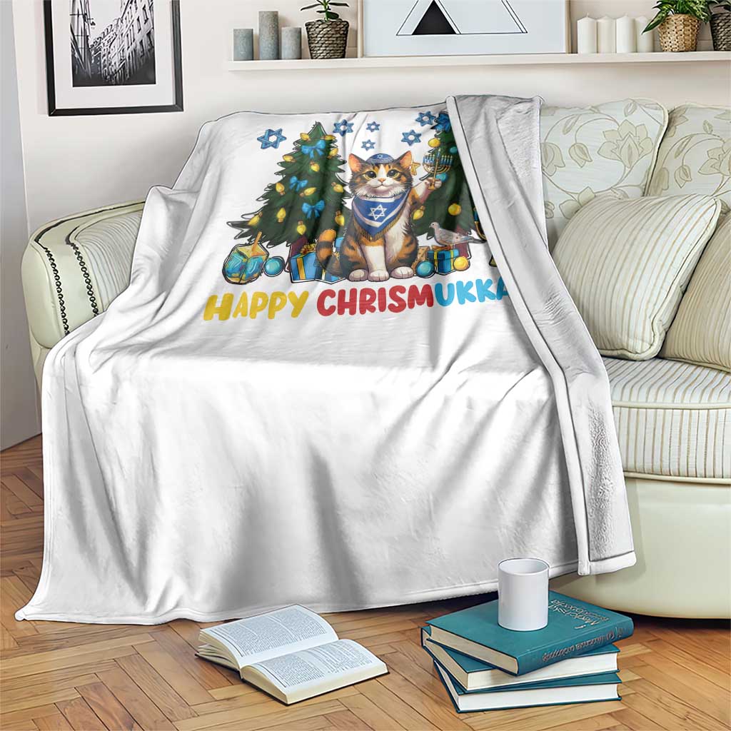 Happy Chrismukkah Throw Blanket Funny Christmas Hanukkah Cat Lover Gift - Wonder Print Shop