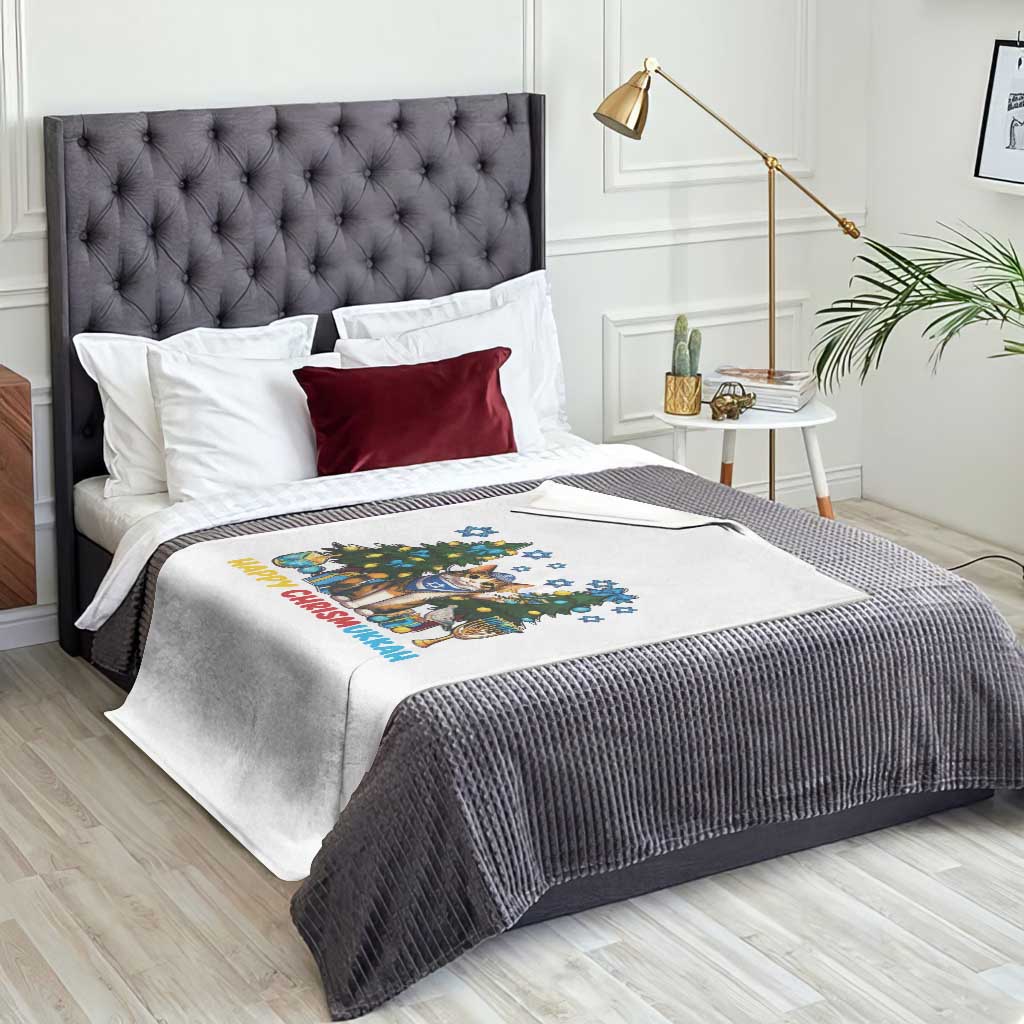 Happy Chrismukkah Throw Blanket Funny Christmas Hanukkah Cat Lover Gift - Wonder Print Shop