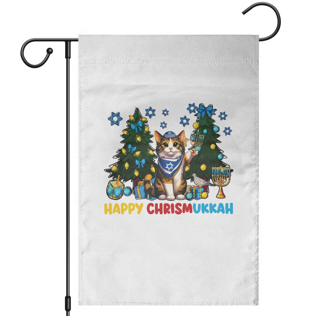 Happy Chrismukkah Garden Flag Funny Christmas Hanukkah Cat Lover Gift - Wonder Print Shop
