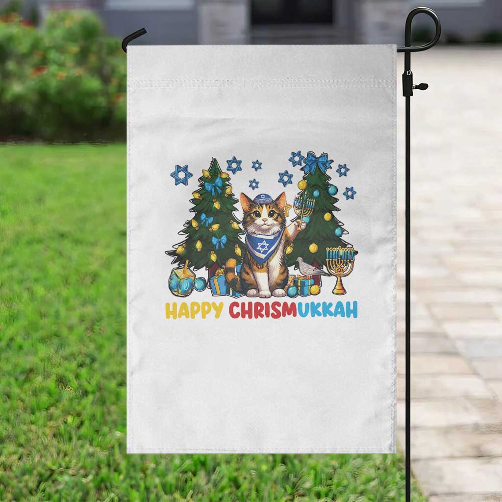 Happy Chrismukkah Garden Flag Funny Christmas Hanukkah Cat Lover Gift - Wonder Print Shop