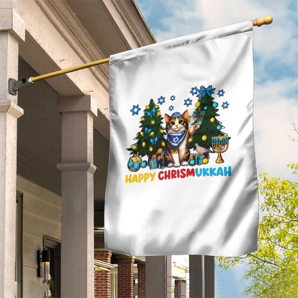 Happy Chrismukkah Garden Flag Funny Christmas Hanukkah Cat Lover Gift - Wonder Print Shop