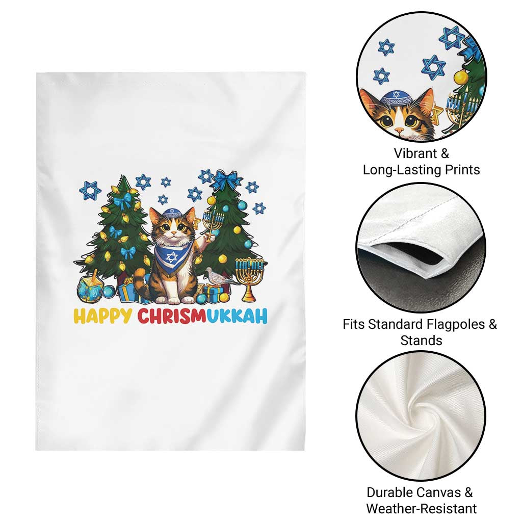 Happy Chrismukkah Garden Flag Funny Christmas Hanukkah Cat Lover Gift - Wonder Print Shop