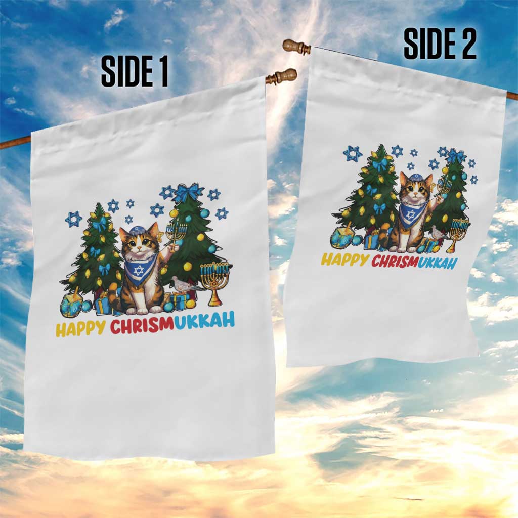 Happy Chrismukkah Garden Flag Funny Christmas Hanukkah Cat Lover Gift - Wonder Print Shop