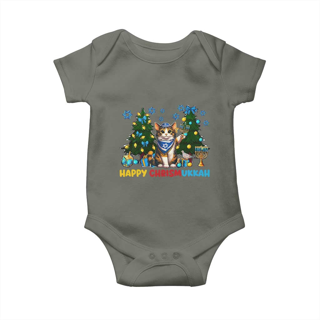Happy Chrismukkah Baby Onesie Funny Christmas Hanukkah Cat Lover Gift - Wonder Print Shop