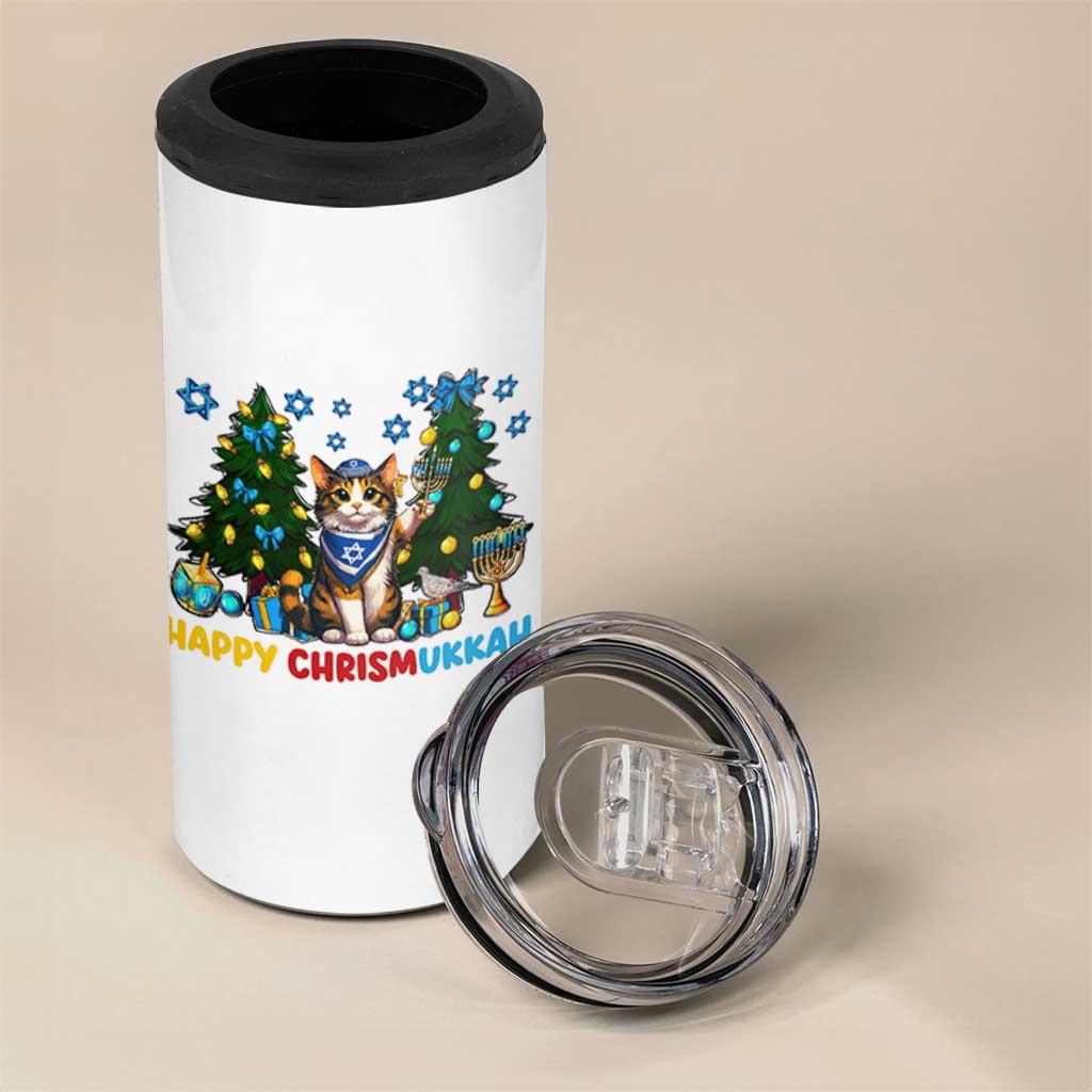 Happy Chrismukkah 4 in 1 Can Cooler Tumbler Funny Christmas Hanukkah Cat Lover Gift - Wonder Print Shop