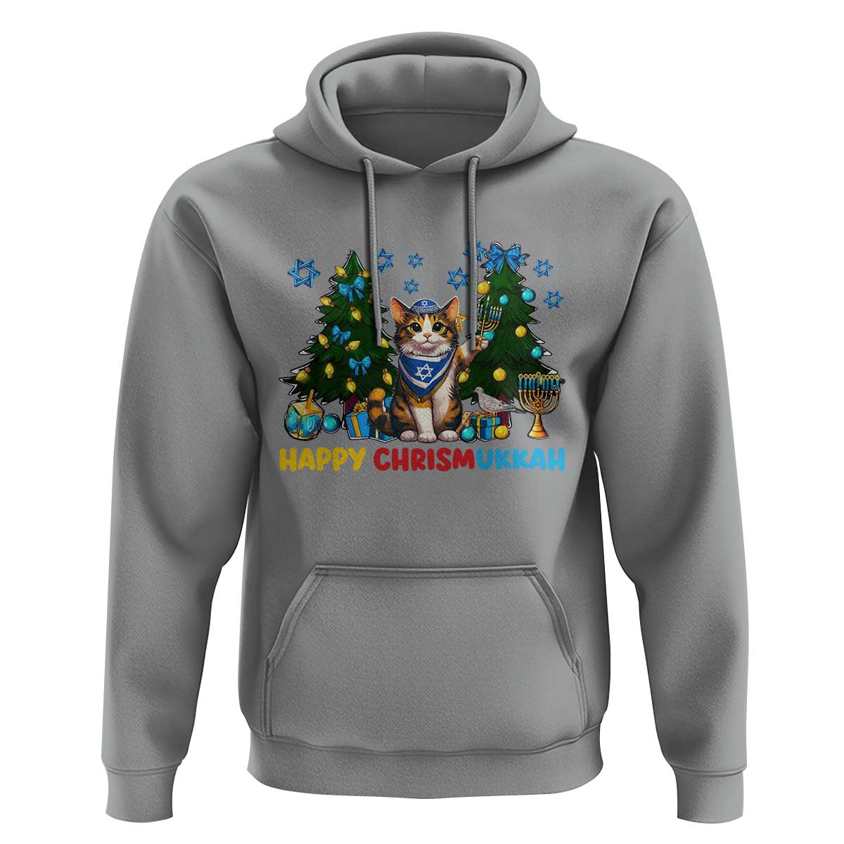Happy Chrismukkah Hoodie Funny Christmas Hanukkah Cat Lover Gift - Wonder Print Shop