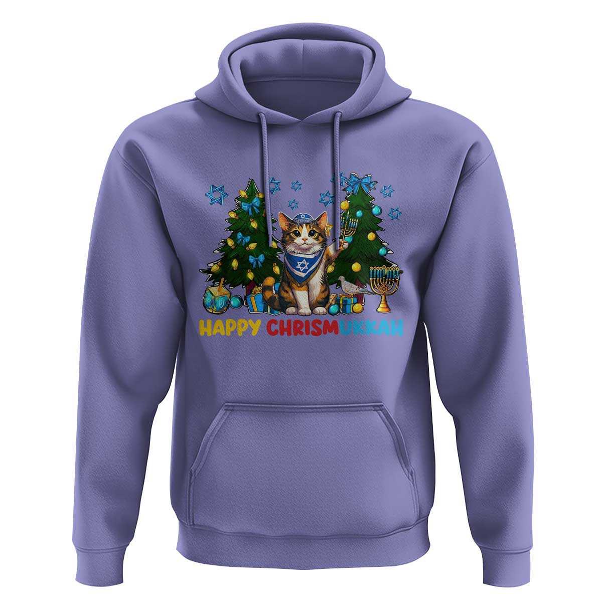 Happy Chrismukkah Hoodie Funny Christmas Hanukkah Cat Lover Gift - Wonder Print Shop