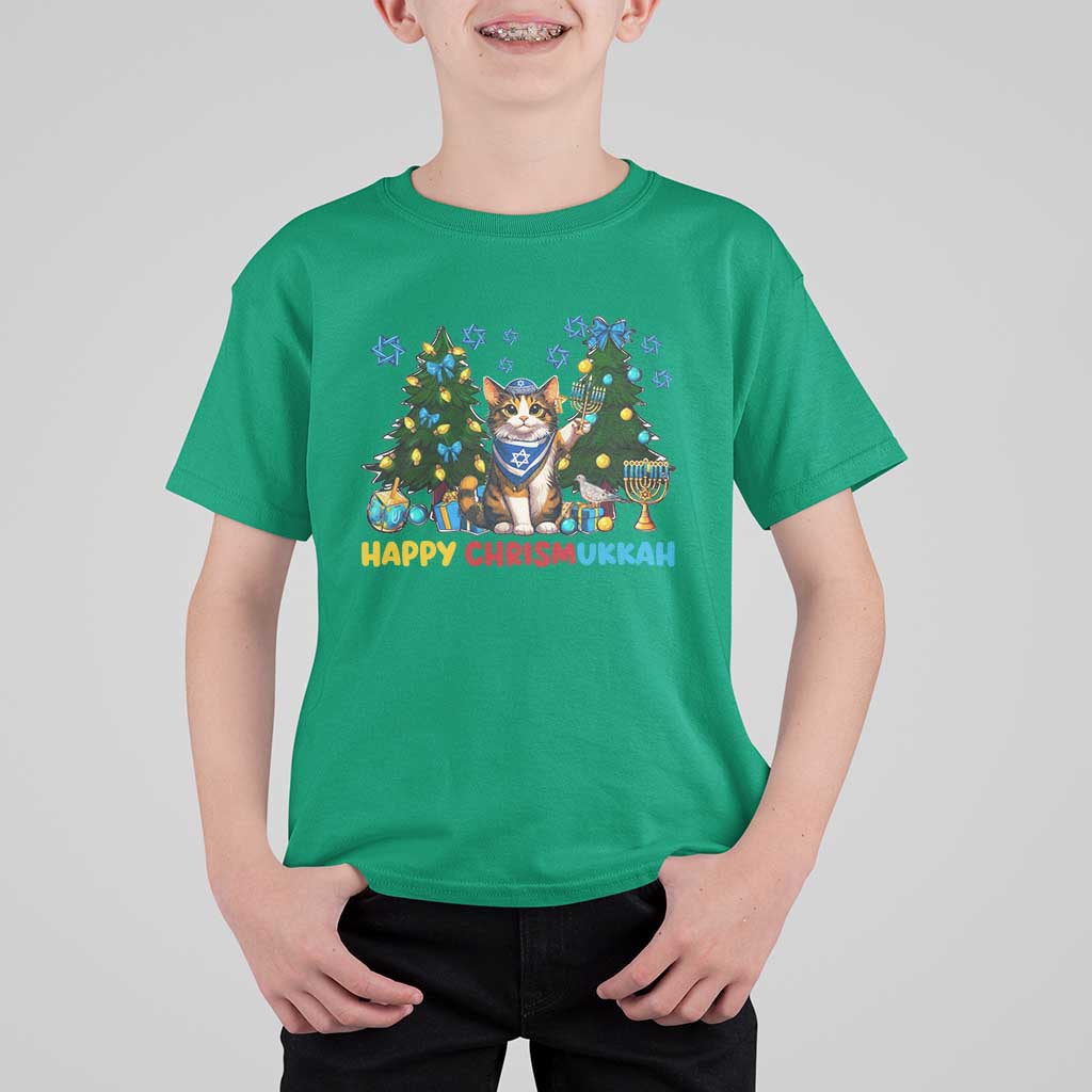 Happy Chrismukkah T Shirt For Kid Funny Christmas Hanukkah Cat Lover Gift - Wonder Print Shop