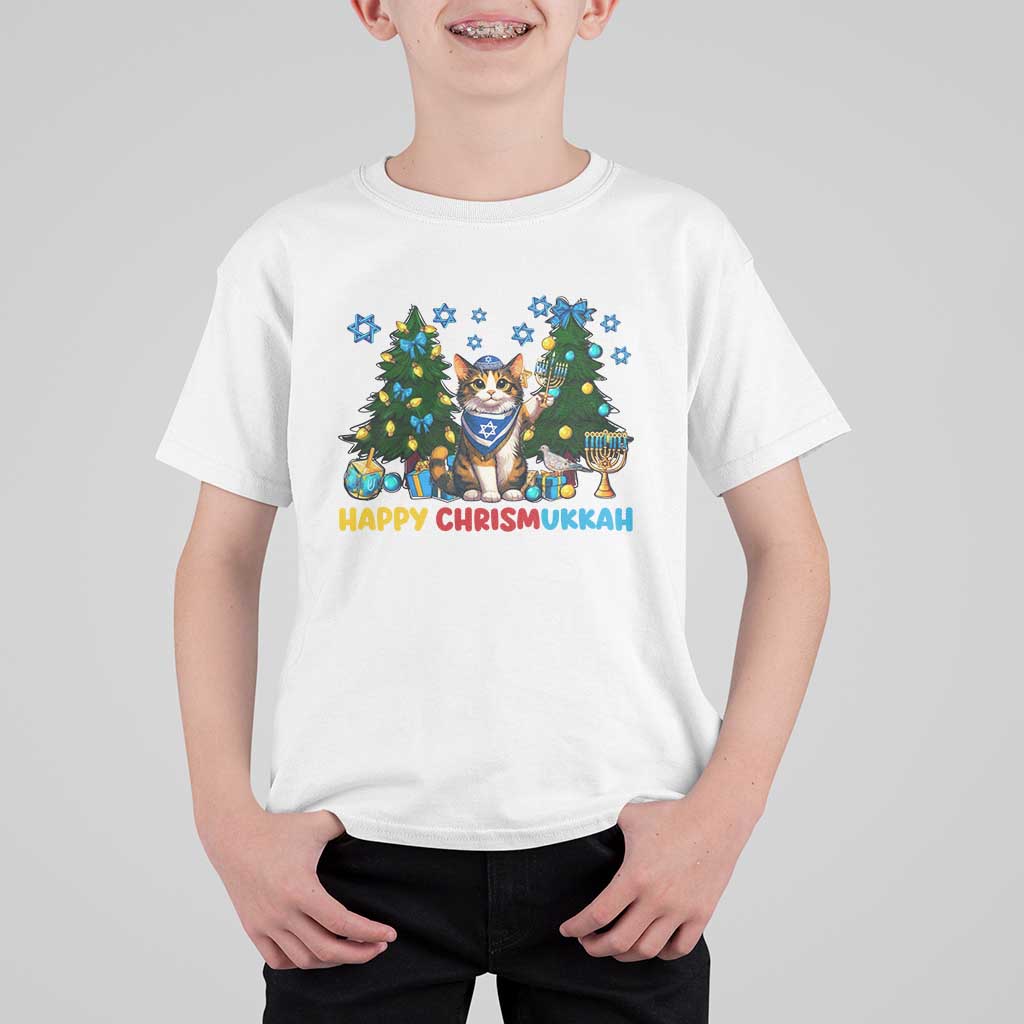 Happy Chrismukkah T Shirt For Kid Funny Christmas Hanukkah Cat Lover Gift - Wonder Print Shop