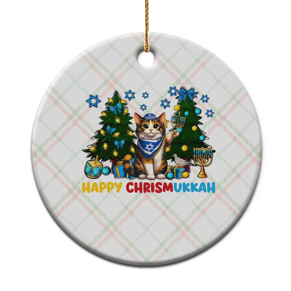 Happy Chrismukkah Ceramic Ornament Funny Xmas Hanukkah Cat Lover Gift - Wonder Print Shop