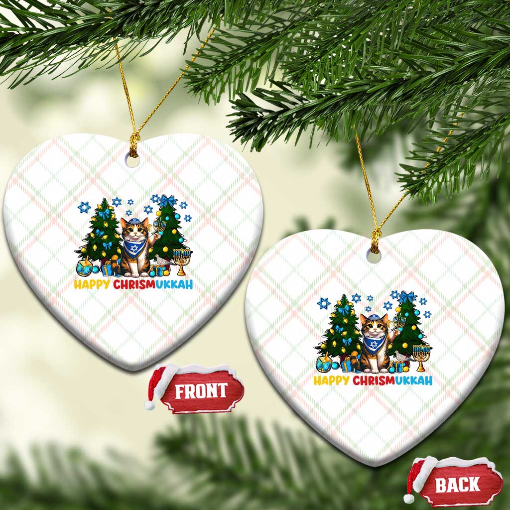 Happy Chrismukkah Ceramic Ornament Funny Xmas Hanukkah Cat Lover Gift - Wonder Print Shop
