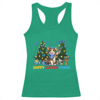 Happy Chrismukkah Racerback Tank Top Funny Christmas Hanukkah Cat Lover Gift - Wonder Print Shop