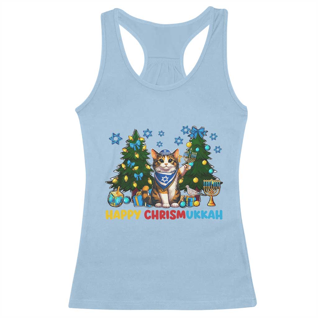 Happy Chrismukkah Racerback Tank Top Funny Christmas Hanukkah Cat Lover Gift - Wonder Print Shop