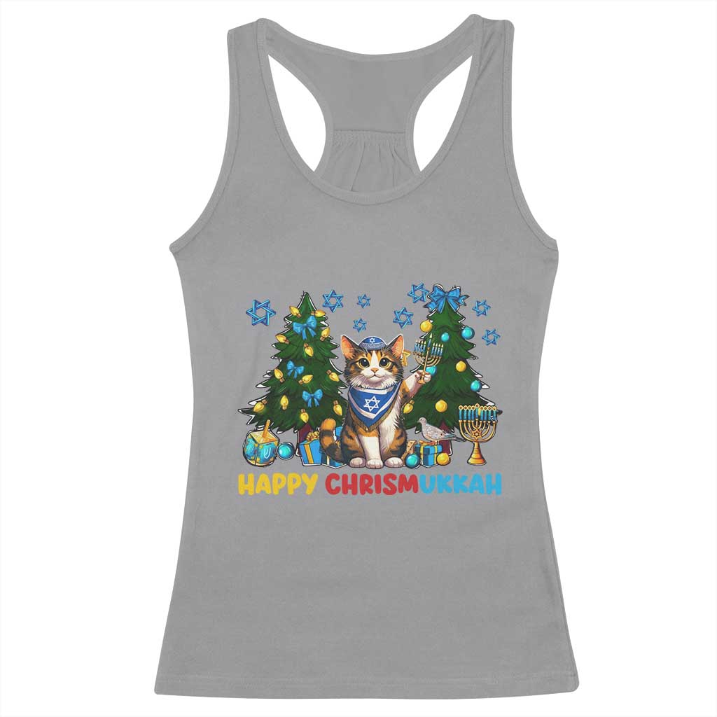 Happy Chrismukkah Racerback Tank Top Funny Christmas Hanukkah Cat Lover Gift - Wonder Print Shop