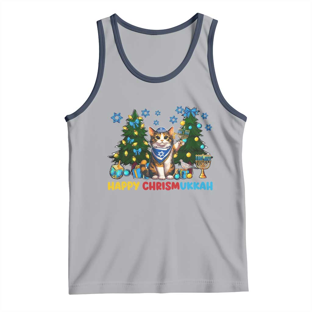 Happy Chrismukkah Tank Top Funny Christmas Hanukkah Cat Lover Gift - Wonder Print Shop