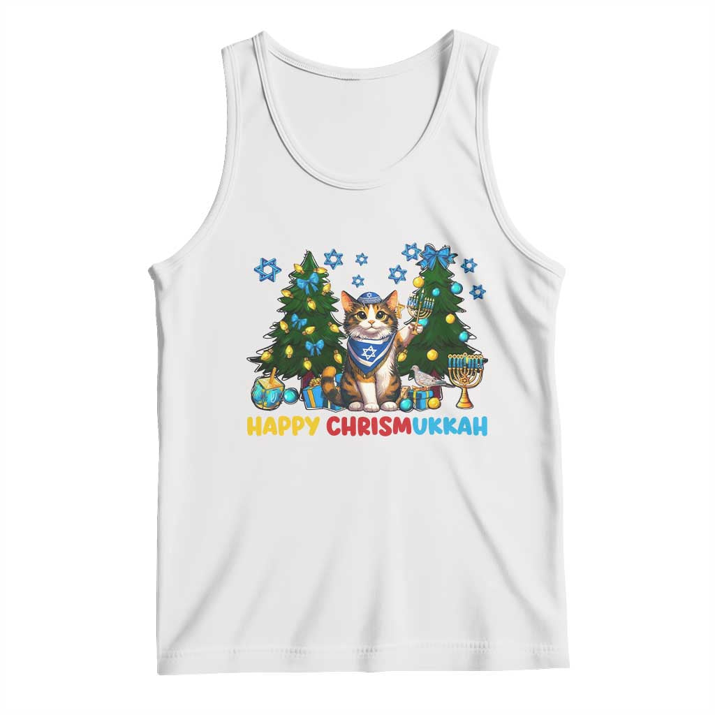 Happy Chrismukkah Tank Top Funny Christmas Hanukkah Cat Lover Gift - Wonder Print Shop