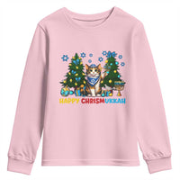 Happy Chrismukkah Youth Sweatshirt Funny Christmas Hanukkah Cat Lover Gift - Wonder Print Shop