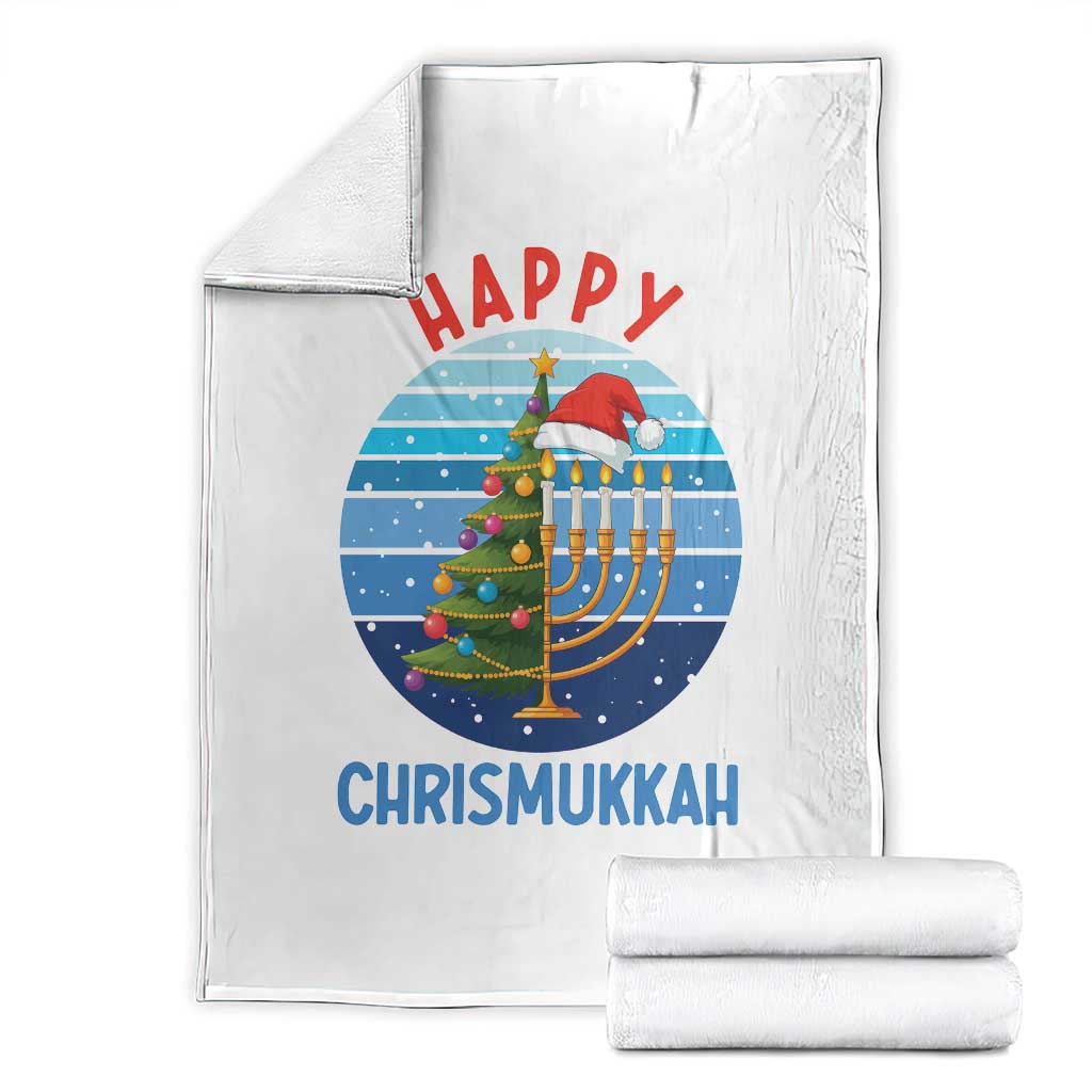Happy Chrismukkah Throw Blanket Menorah Candle Christmas Tree Holiday Jewish Gift - Wonder Print Shop