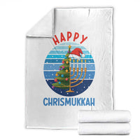 Happy Chrismukkah Throw Blanket Menorah Candle Christmas Tree Holiday Jewish Gift - Wonder Print Shop