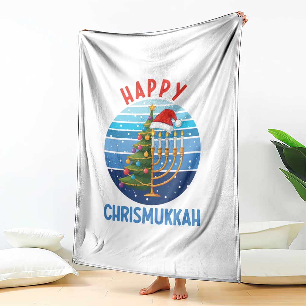 Happy Chrismukkah Throw Blanket Menorah Candle Christmas Tree Holiday Jewish Gift - Wonder Print Shop