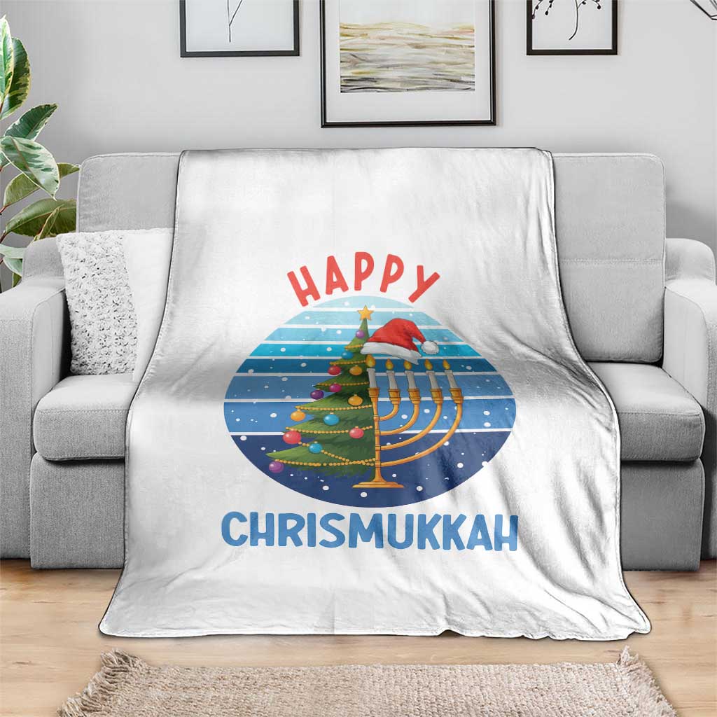 Happy Chrismukkah Throw Blanket Menorah Candle Christmas Tree Holiday Jewish Gift - Wonder Print Shop