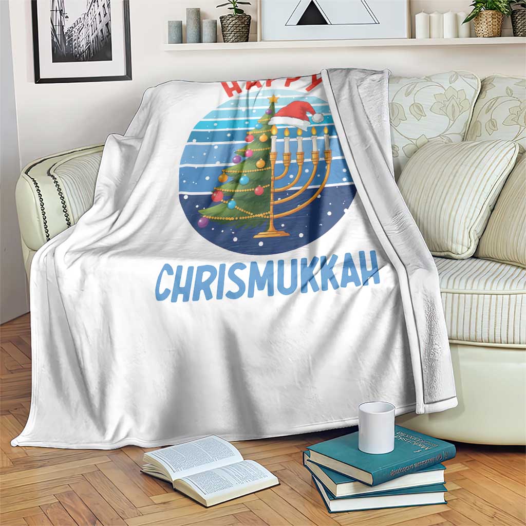Happy Chrismukkah Throw Blanket Menorah Candle Christmas Tree Holiday Jewish Gift - Wonder Print Shop