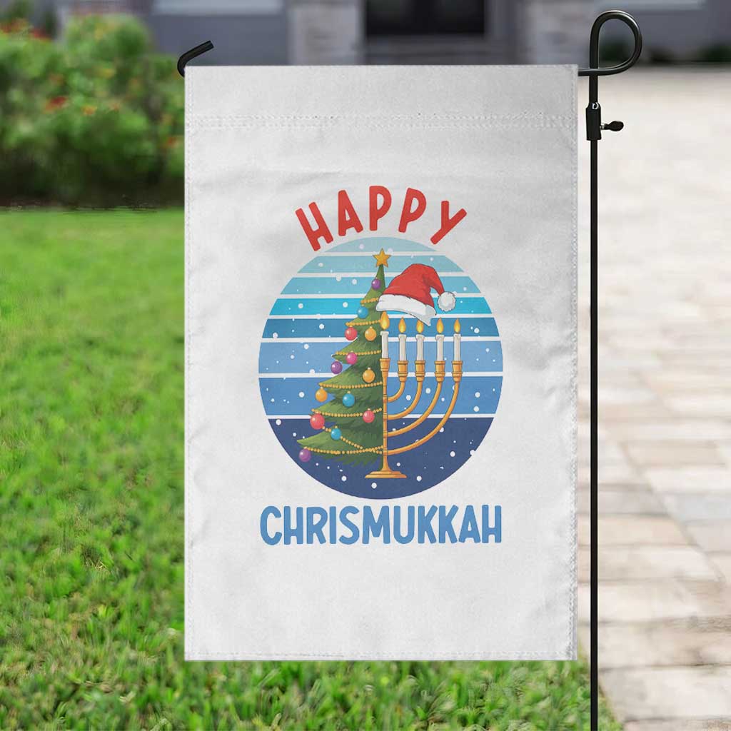 Happy Chrismukkah Garden Flag Menorah Candle Christmas Tree Holiday Jewish Gift - Wonder Print Shop
