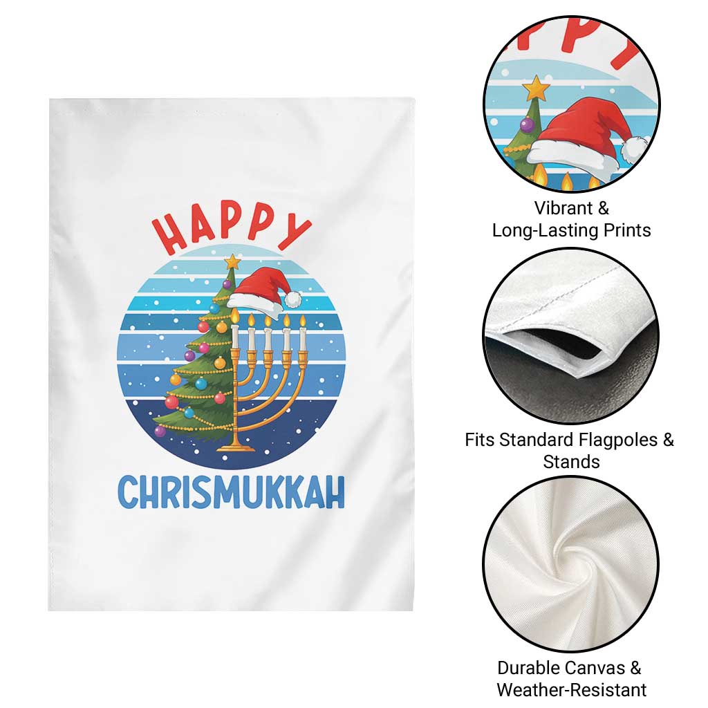 Happy Chrismukkah Garden Flag Menorah Candle Christmas Tree Holiday Jewish Gift - Wonder Print Shop