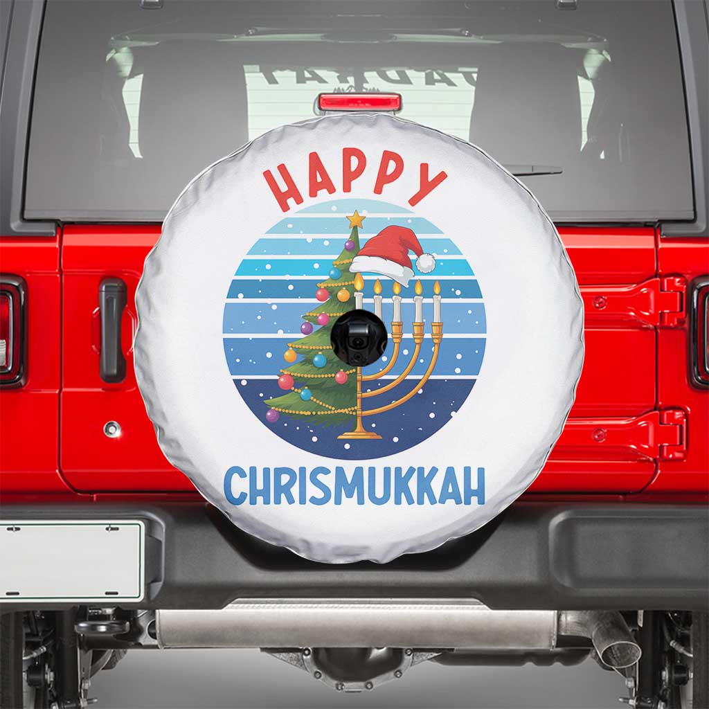 Happy Chrismukkah Spare Tire Cover Menorah Candle Christmas Tree Holiday Jewish Gift - Wonder Print Shop