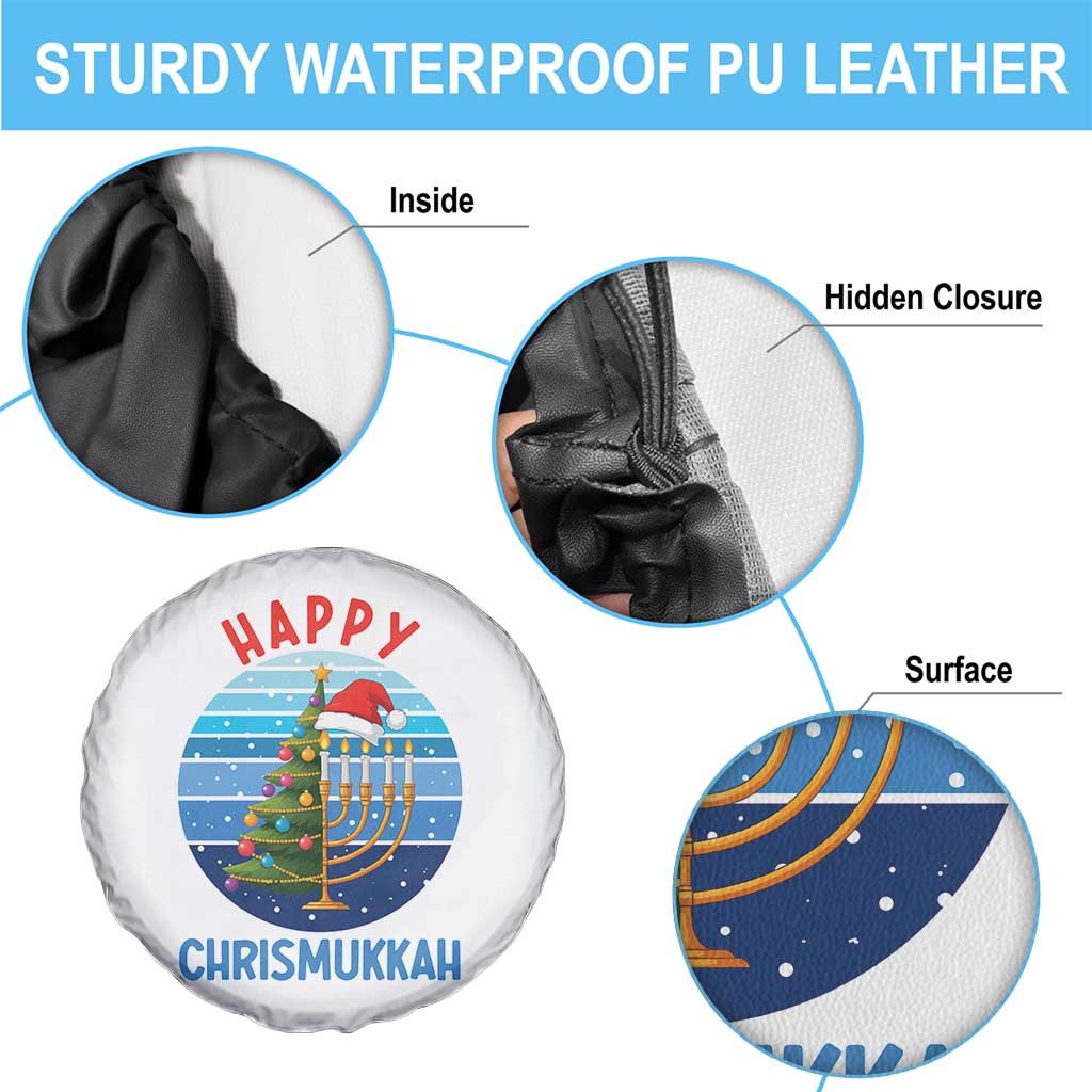 Happy Chrismukkah Spare Tire Cover Menorah Candle Christmas Tree Holiday Jewish Gift - Wonder Print Shop