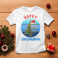 Happy Chrismukkah T Shirt Menorah Candle Christmas Tree Holiday Jewish Gift - Wonder Print Shop