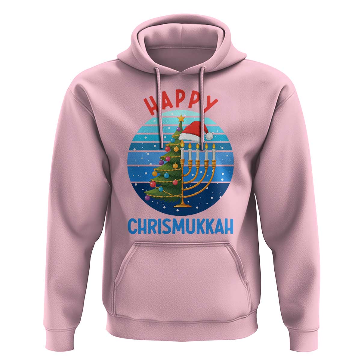 Happy Chrismukkah Hoodie Menorah Candle Christmas Tree Holiday Jewish Gift - Wonder Print Shop