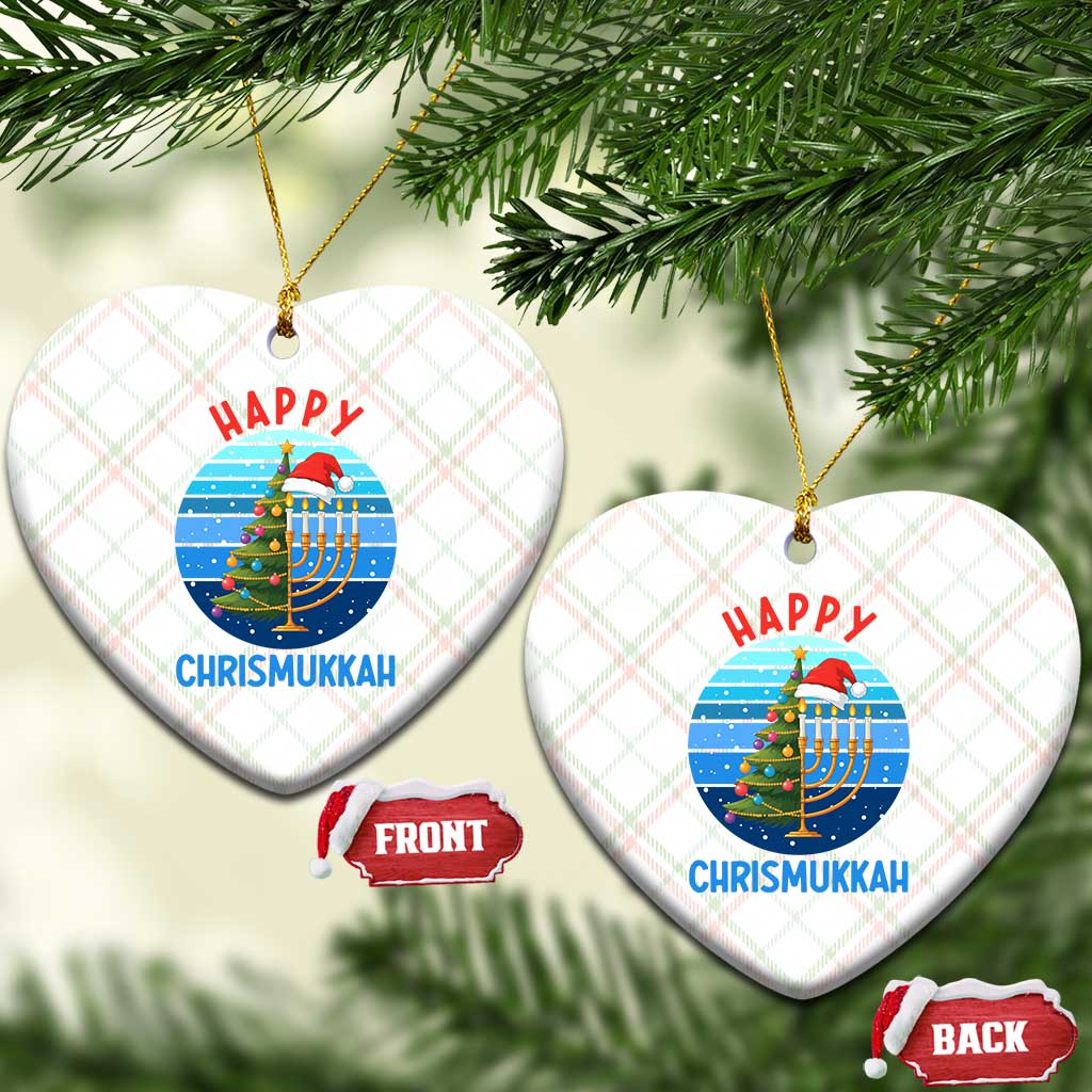 Happy Chrismukkah Ceramic Ornament Menorah Candle Xmas Tree Holiday Jewish Gift - Wonder Print Shop