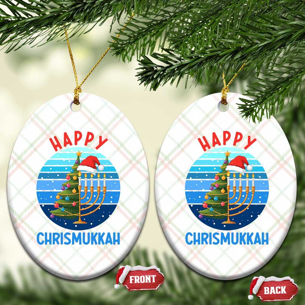 Happy Chrismukkah Ceramic Ornament Menorah Candle Xmas Tree Holiday Jewish Gift - Wonder Print Shop