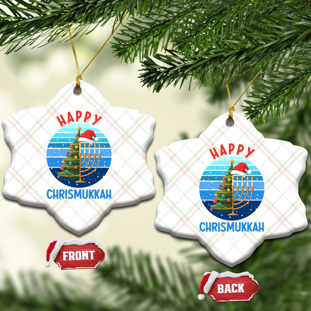 Happy Chrismukkah Ceramic Ornament Menorah Candle Xmas Tree Holiday Jewish Gift - Wonder Print Shop
