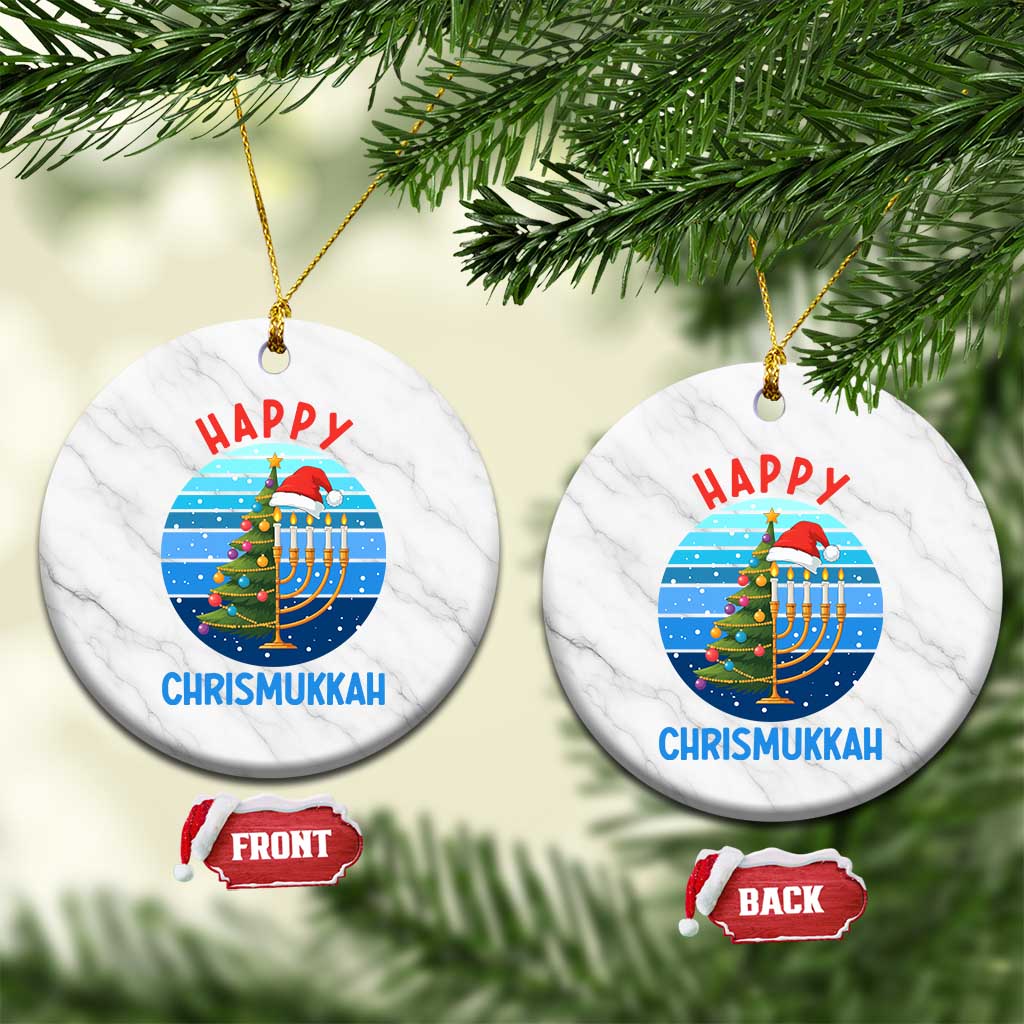 Happy Chrismukkah Ceramic Ornament Menorah Candle Xmas Tree Holiday Jewish Gift - Wonder Print Shop