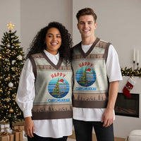 Happy Chrismukkah V-Neck Knit Sweater Vest Menorah Candle Xmas Tree Holiday Jewish Gift - Wonder Print Shop