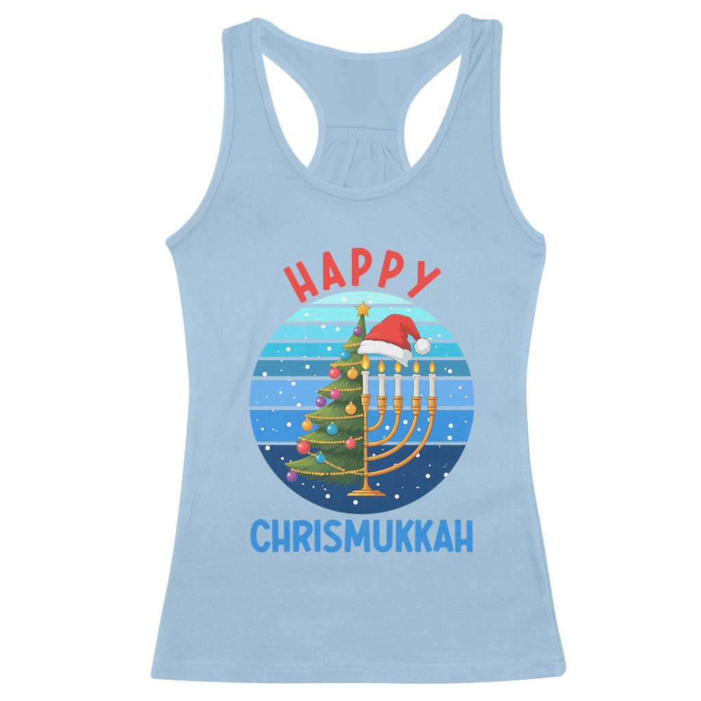 Happy Chrismukkah Racerback Tank Top Menorah Candle Christmas Tree Holiday Jewish Gift - Wonder Print Shop