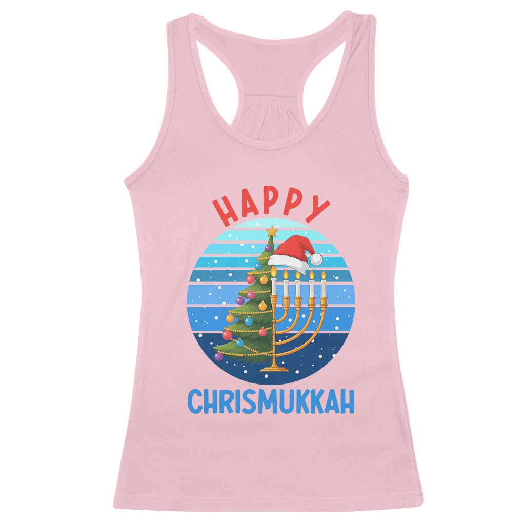 Happy Chrismukkah Racerback Tank Top Menorah Candle Christmas Tree Holiday Jewish Gift - Wonder Print Shop