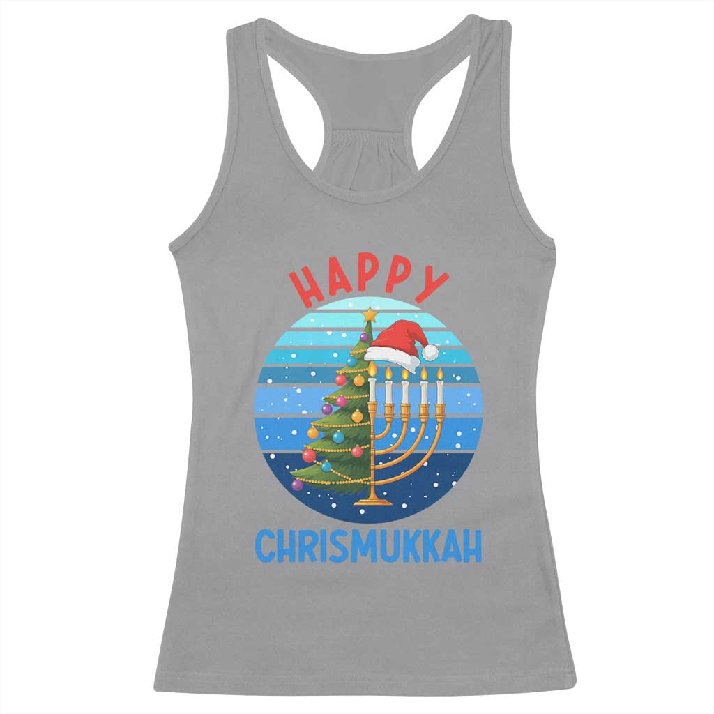Happy Chrismukkah Racerback Tank Top Menorah Candle Christmas Tree Holiday Jewish Gift - Wonder Print Shop