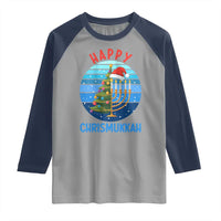 Happy Chrismukkah Raglan Shirt Menorah Candle Christmas Tree Holiday Jewish Gift - Wonder Print Shop