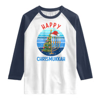 Happy Chrismukkah Raglan Shirt Menorah Candle Christmas Tree Holiday Jewish Gift - Wonder Print Shop