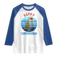 Happy Chrismukkah Raglan Shirt Menorah Candle Christmas Tree Holiday Jewish Gift - Wonder Print Shop