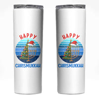 Happy Chrismukkah Skinny Tumbler Menorah Candle Christmas Tree Holiday Jewish Gift - Wonder Print Shop