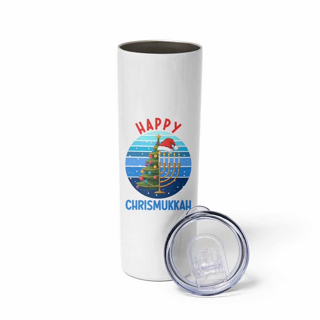 Happy Chrismukkah Skinny Tumbler Menorah Candle Christmas Tree Holiday Jewish Gift - Wonder Print Shop
